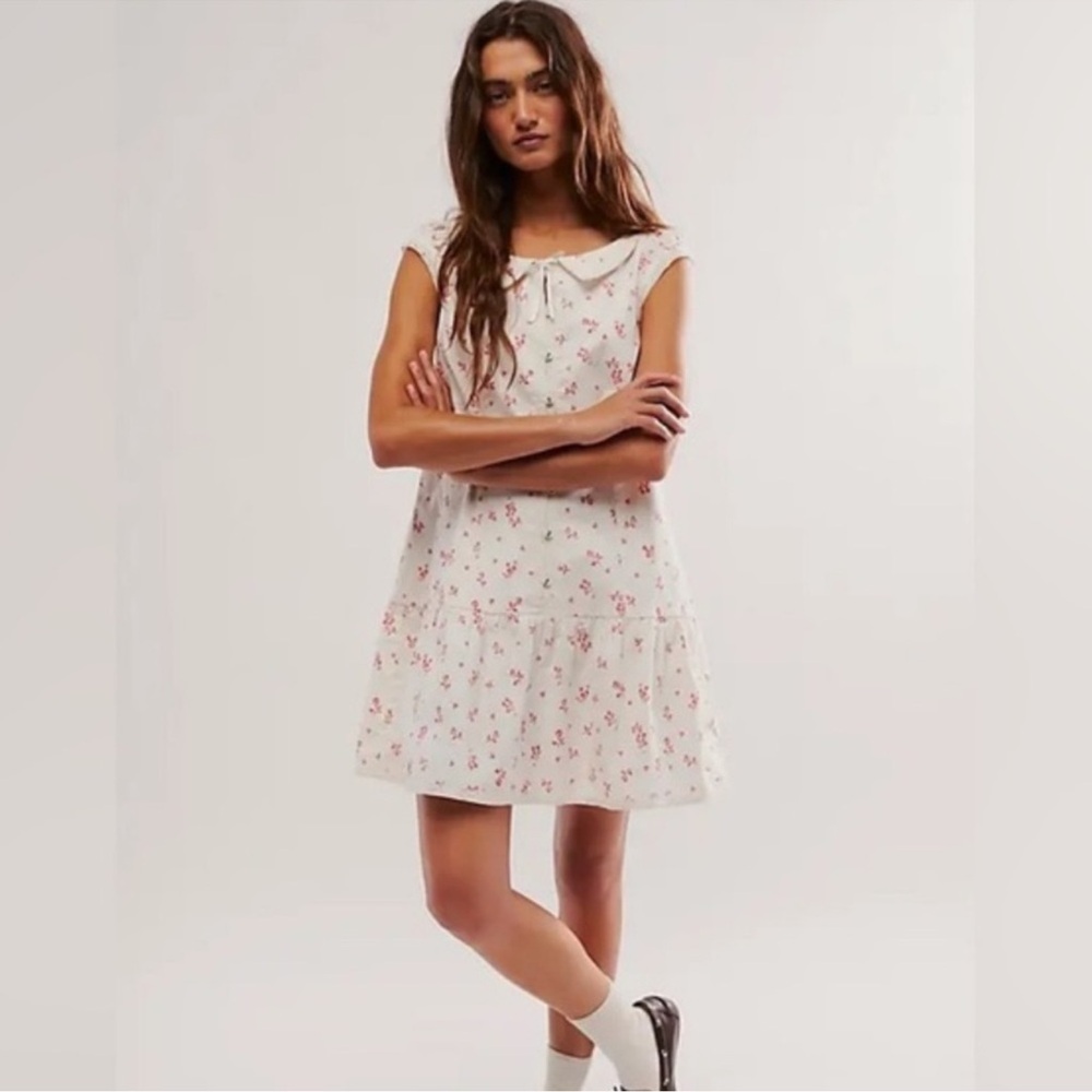 ❤️NEW FREE PEOPLE DRESS Floral White Dress XL WOMENS